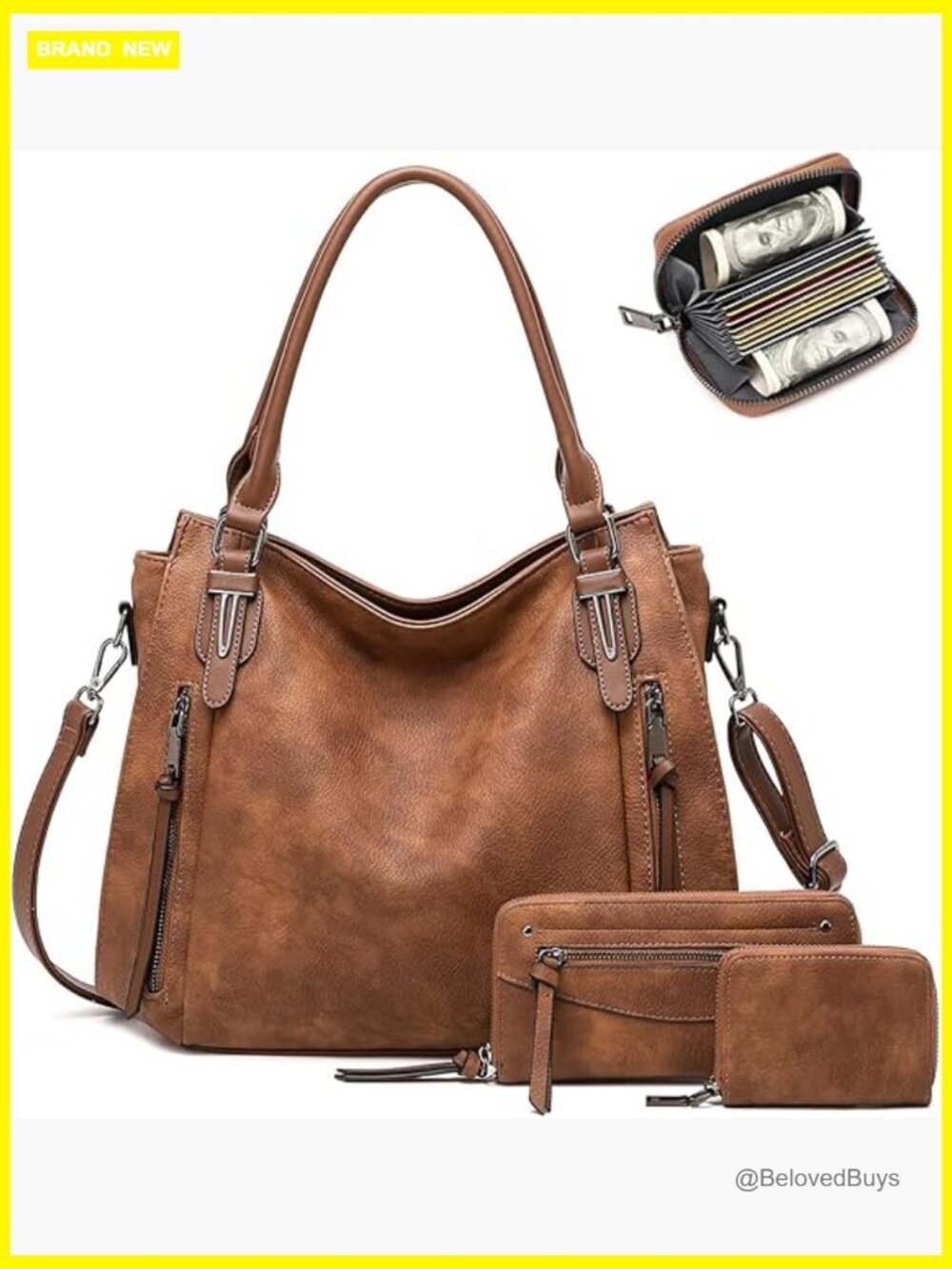 Vegan Leather Hobo Bag - Shoulder & Crossbody Purse